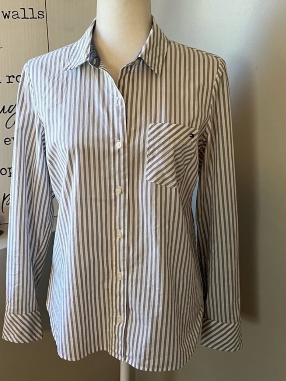 Striped Button Down Cotton Blouse